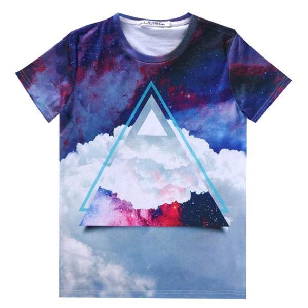 T-shirt à manches courtes Casual Unisex Fashion Cool Hipster Swag Nuages Print